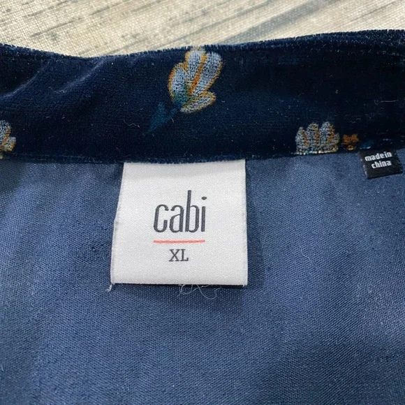 Cabi Decked Out Dress Navy Velvet Floral Midi Dress Style‎ #3875 Size XL - Picture 10 of 11